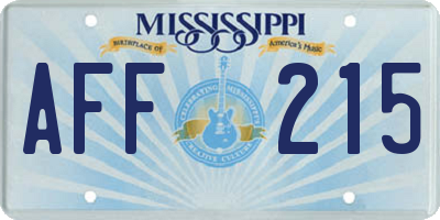 MS license plate AFF215