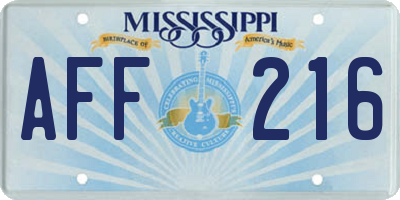 MS license plate AFF216