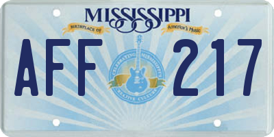 MS license plate AFF217