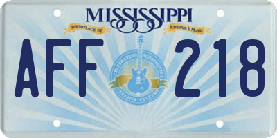 MS license plate AFF218
