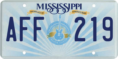 MS license plate AFF219