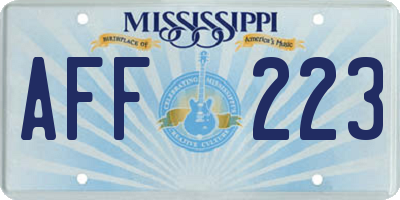 MS license plate AFF223