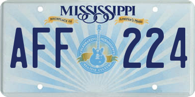 MS license plate AFF224