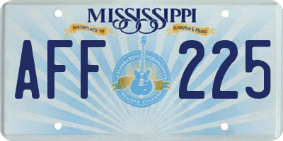 MS license plate AFF225