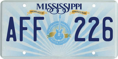 MS license plate AFF226