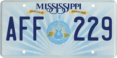 MS license plate AFF229
