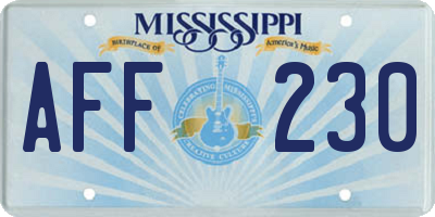 MS license plate AFF230