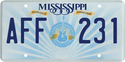 MS license plate AFF231