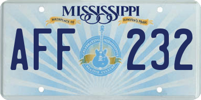 MS license plate AFF232