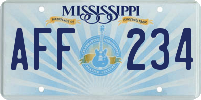 MS license plate AFF234