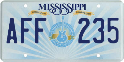 MS license plate AFF235