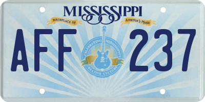MS license plate AFF237