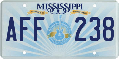 MS license plate AFF238