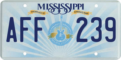 MS license plate AFF239
