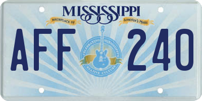 MS license plate AFF240