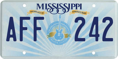 MS license plate AFF242