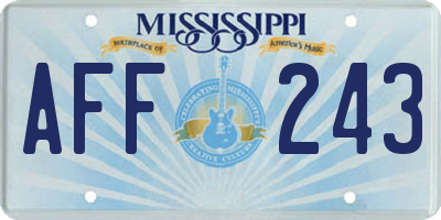 MS license plate AFF243