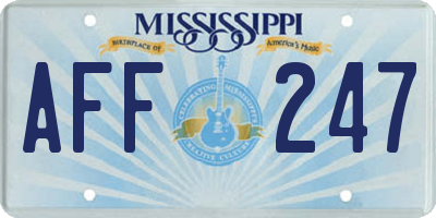 MS license plate AFF247