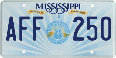 MS license plate AFF250