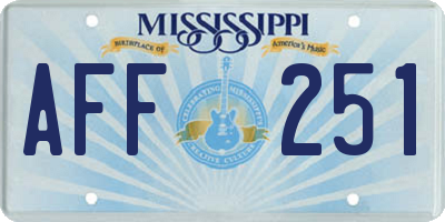 MS license plate AFF251