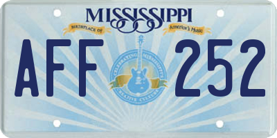 MS license plate AFF252