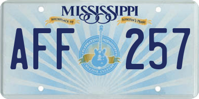 MS license plate AFF257