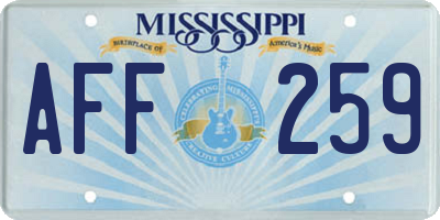 MS license plate AFF259