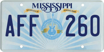 MS license plate AFF260
