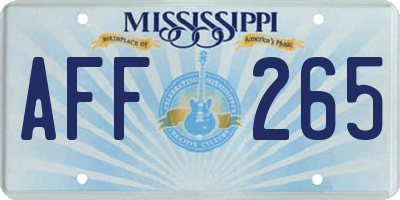 MS license plate AFF265
