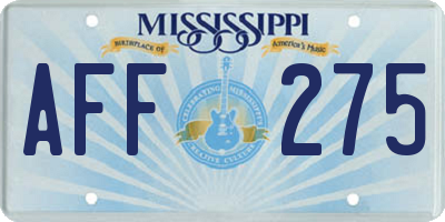 MS license plate AFF275