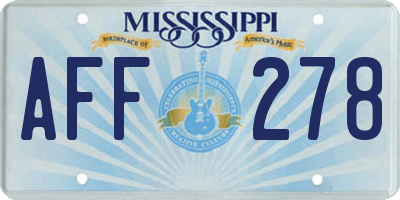 MS license plate AFF278