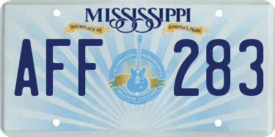 MS license plate AFF283