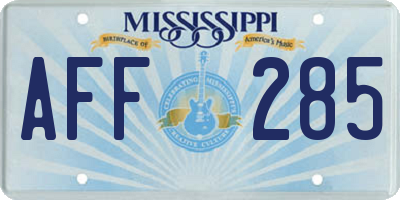 MS license plate AFF285