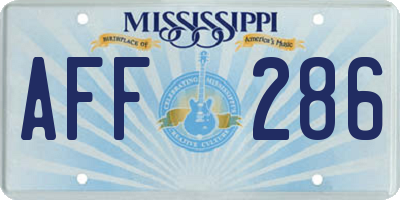 MS license plate AFF286