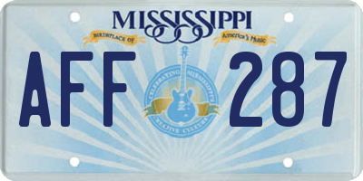 MS license plate AFF287