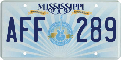 MS license plate AFF289
