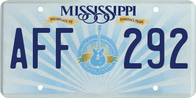 MS license plate AFF292