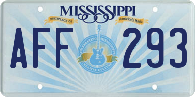 MS license plate AFF293