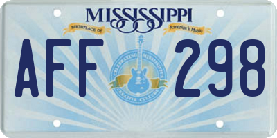 MS license plate AFF298