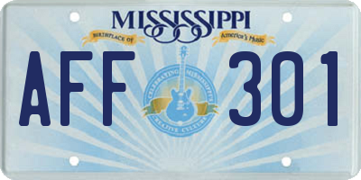 MS license plate AFF301