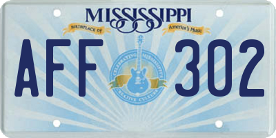 MS license plate AFF302