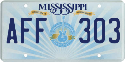 MS license plate AFF303