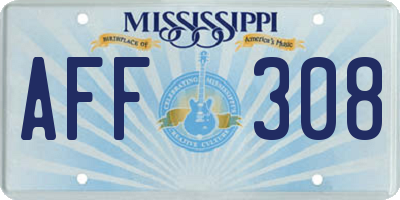 MS license plate AFF308