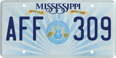 MS license plate AFF309
