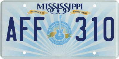 MS license plate AFF310
