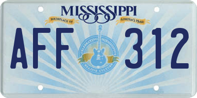 MS license plate AFF312