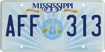 MS license plate AFF313