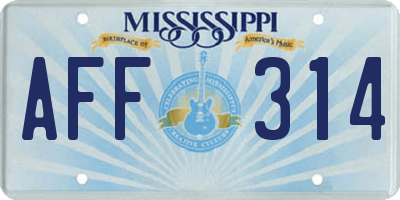 MS license plate AFF314