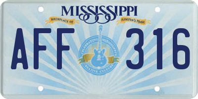 MS license plate AFF316