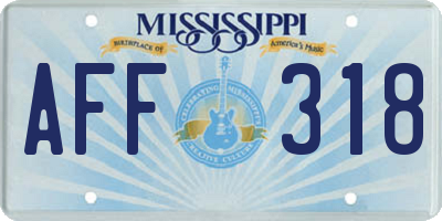 MS license plate AFF318